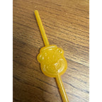Vintage A&W Root Beer Bottle Bear Head Straw 9-1/4" Yellow Orange