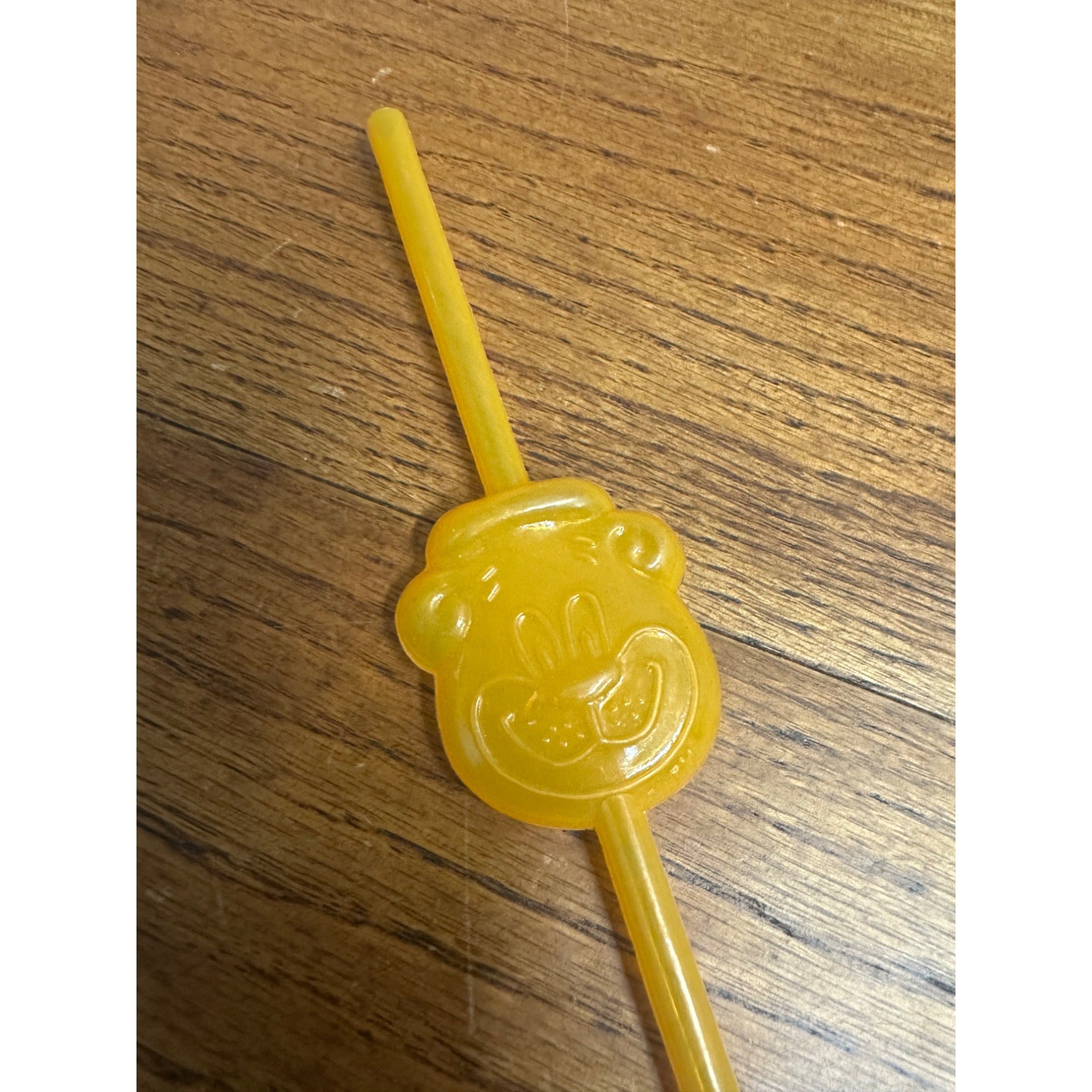 Vintage A&W Root Beer Bottle Bear Head Straw 9-1/4" Yellow Orange