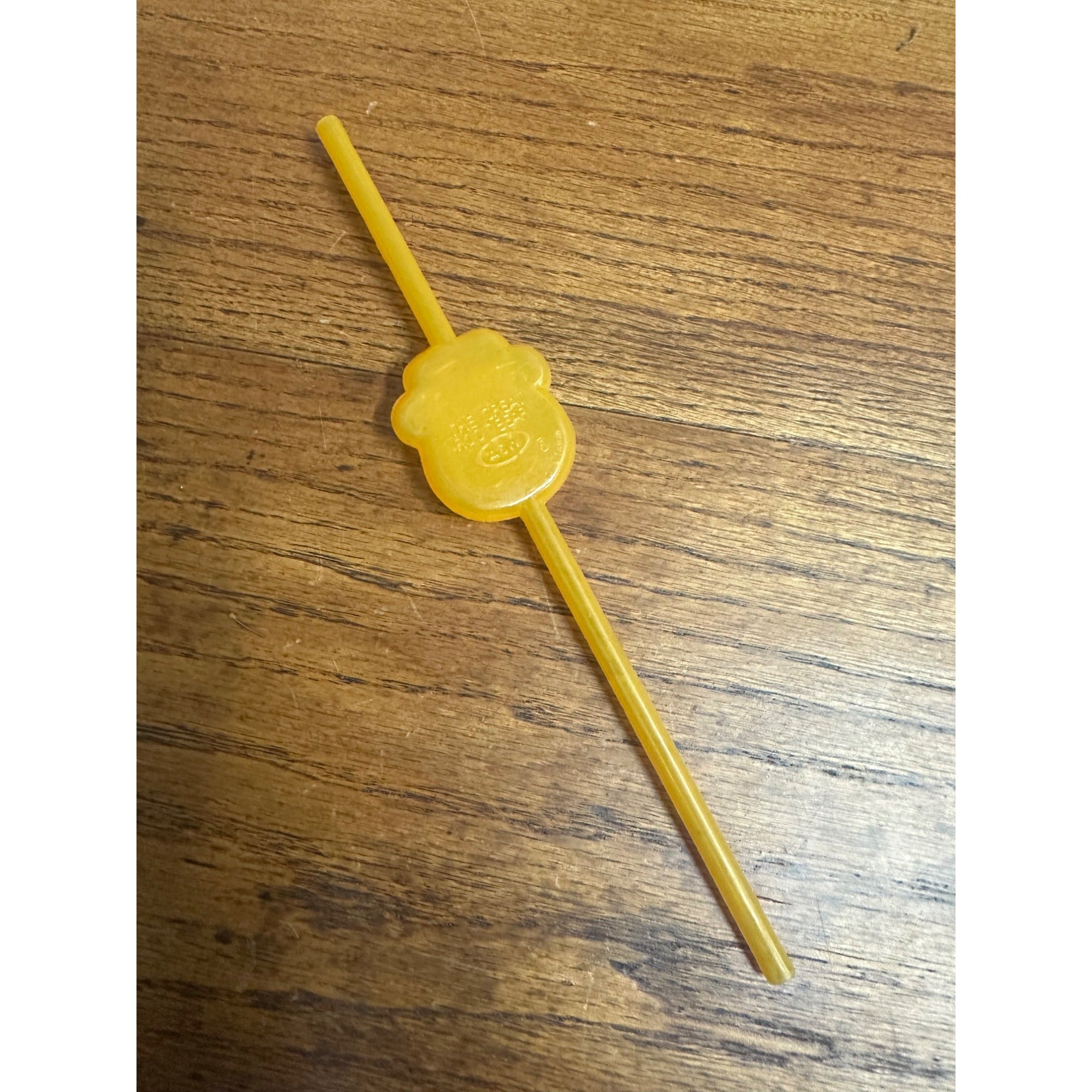 Vintage A&W Root Beer Bottle Bear Head Straw 9-1/4" Yellow Orange