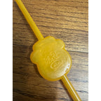 Vintage A&W Root Beer Bottle Bear Head Straw 9-1/4" Yellow Orange