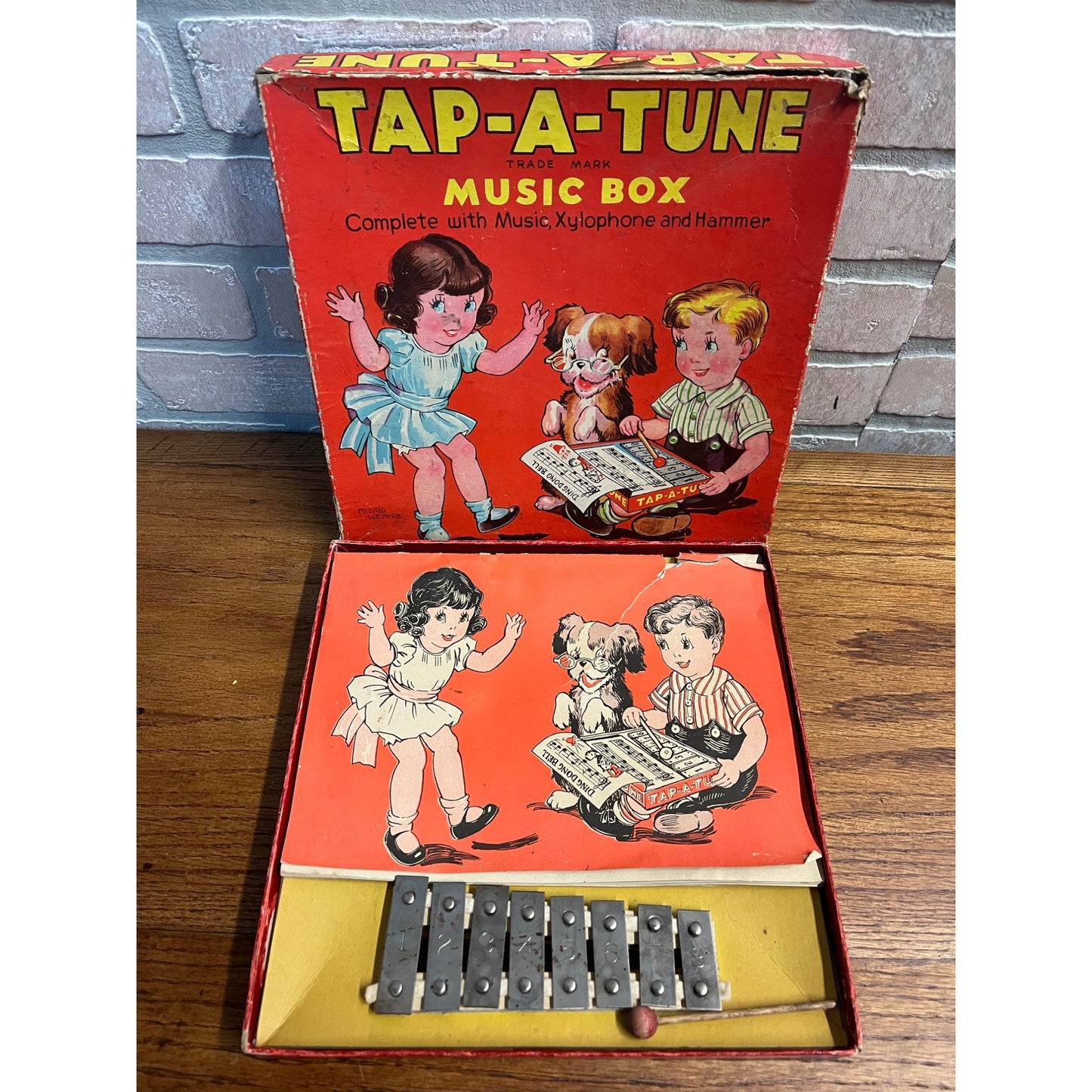 Vtg 1930s Tap A Tune Xylophone Complete in Original Box MILDRED WETMORE