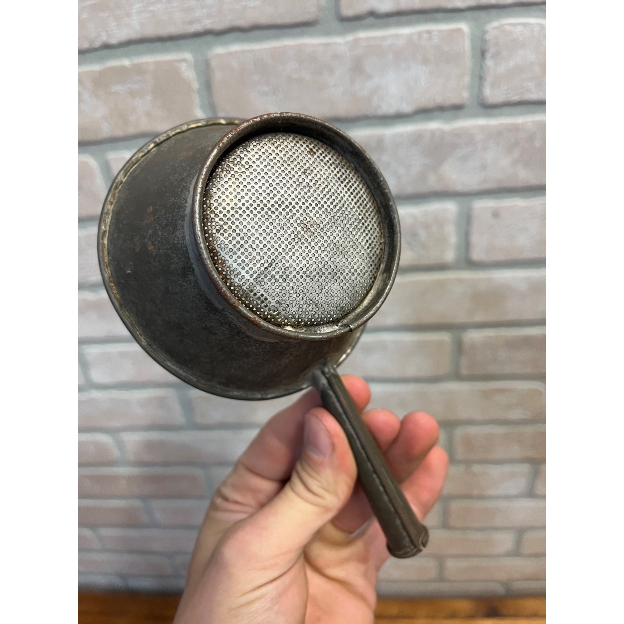 Primitive Kitchen Sieve Or Strainer With Handle Farmhouse Country Decor Small