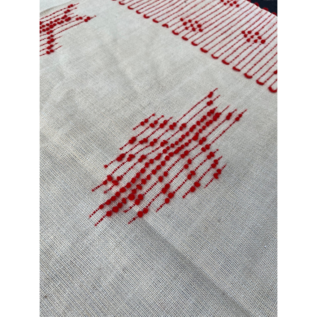Antique Swedish Scandinavian Handwoven Folk Art Coverlet Linen Wool 72x99
