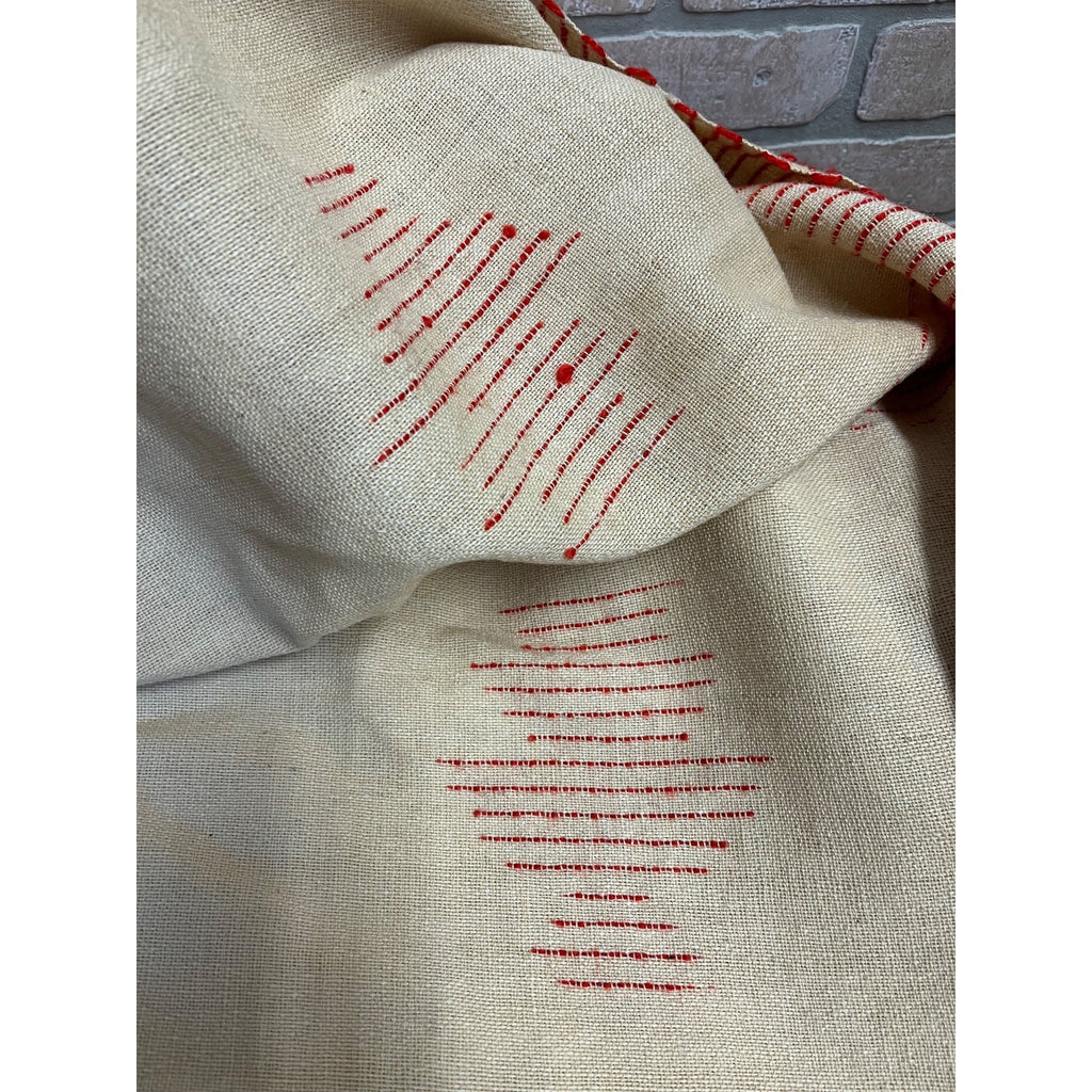 Antique Swedish Scandinavian Handwoven Folk Art Coverlet Linen Wool 72x99