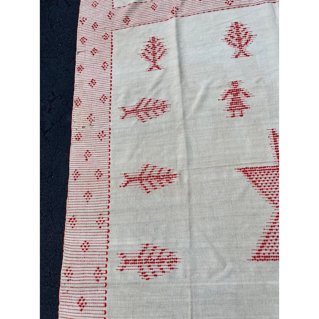 Antique Swedish Scandinavian Handwoven Folk Art Coverlet Linen Wool 72x99