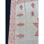 Antique Swedish Scandinavian Handwoven Folk Art Coverlet Linen Wool 72x99