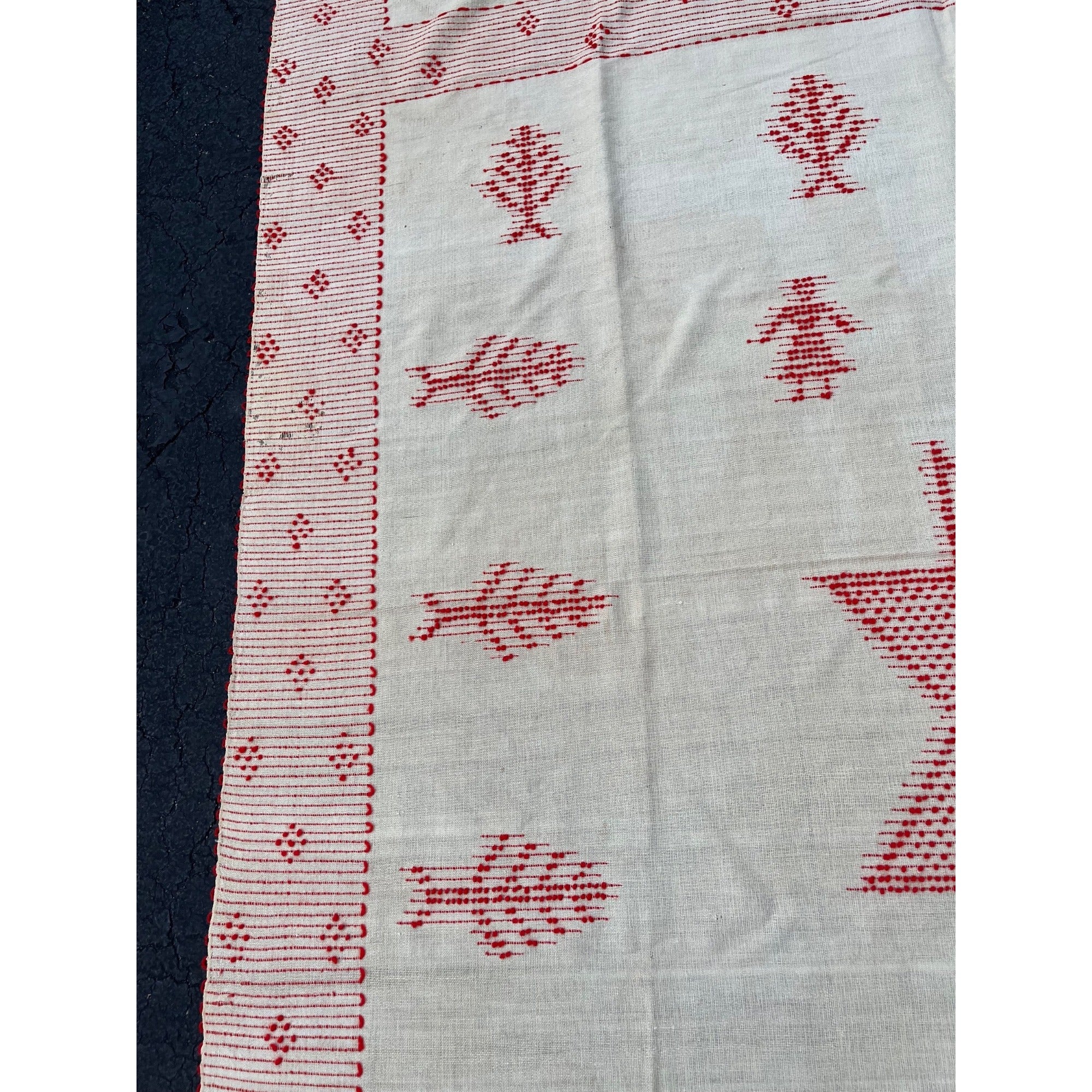 Antique Swedish Scandinavian Handwoven Folk Art Coverlet Linen Wool 72x99