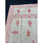 Antique Swedish Scandinavian Handwoven Folk Art Coverlet Linen Wool 72x99