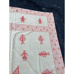 Antique Swedish Scandinavian Handwoven Folk Art Coverlet Linen Wool 72x99