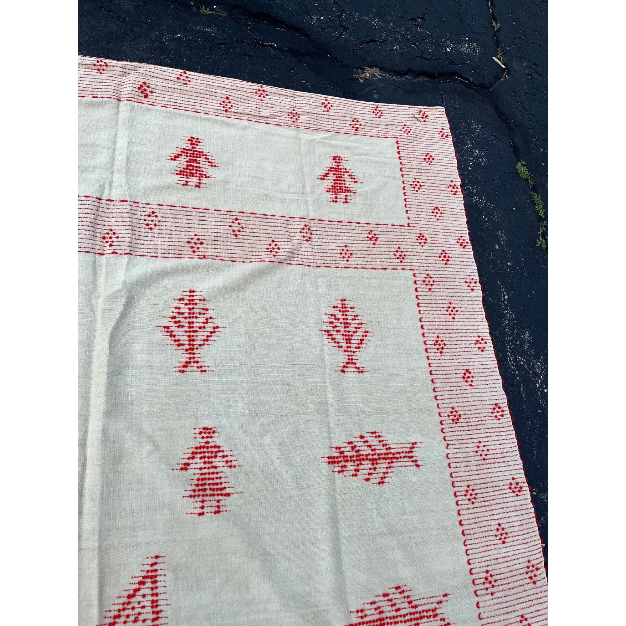 Antique Swedish Scandinavian Handwoven Folk Art Coverlet Linen Wool 72x99