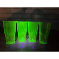 (4) Vintage Green Uranium Depression Glasses Tumblers Raindrop Dimpled 5" Tall