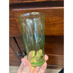 (4) Vintage Green Uranium Depression Glasses Tumblers Raindrop Dimpled 5" Tall
