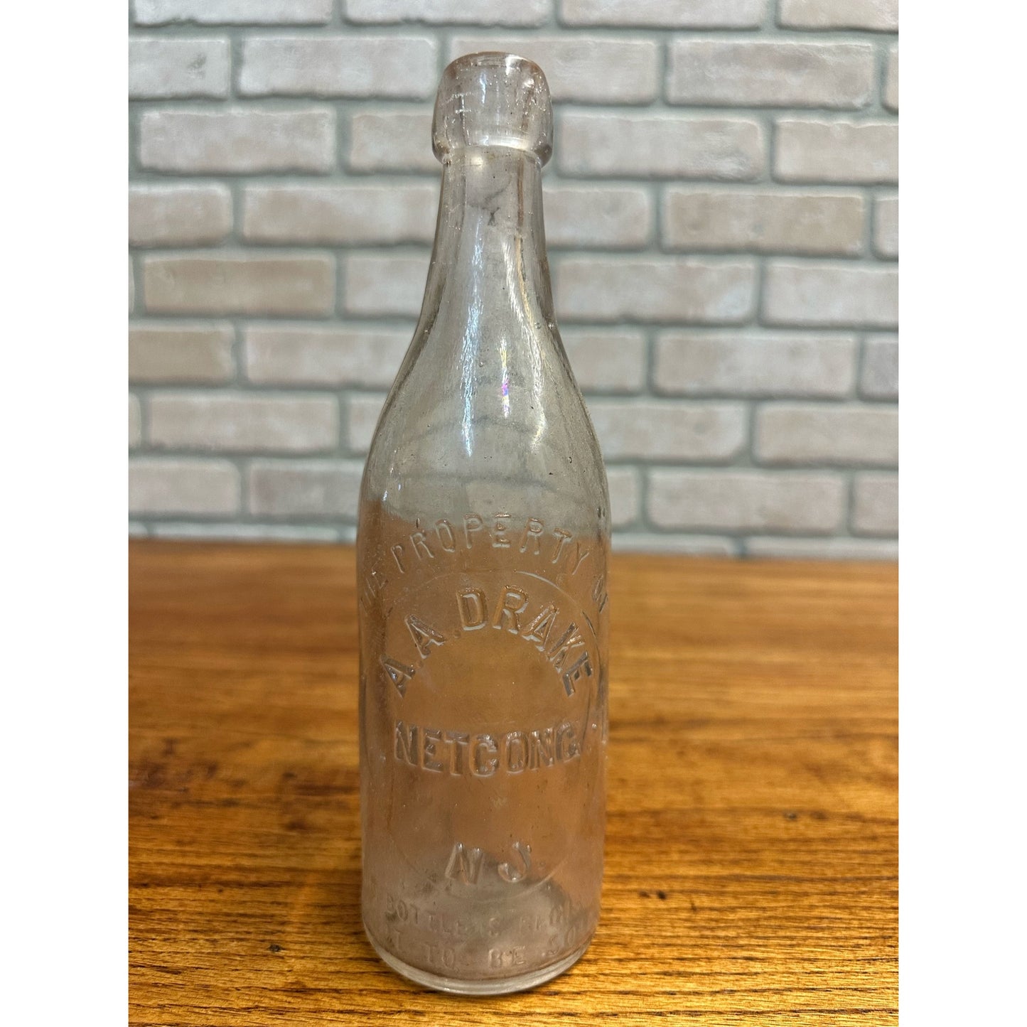 Blob Top Beer Bottle A.A. Drake Netcong NJ New Jersey Spelled Out Applied Top