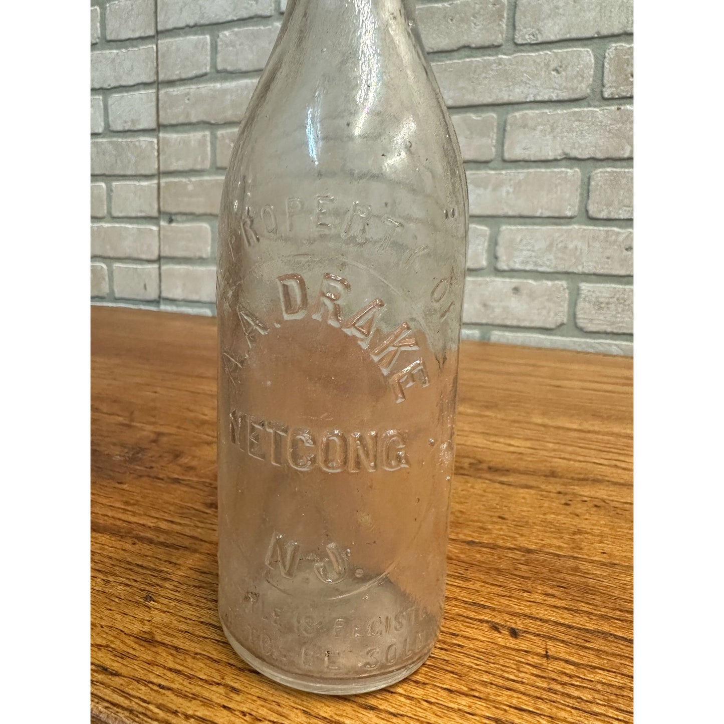 Blob Top Beer Bottle A.A. Drake Netcong NJ New Jersey Spelled Out Applied Top