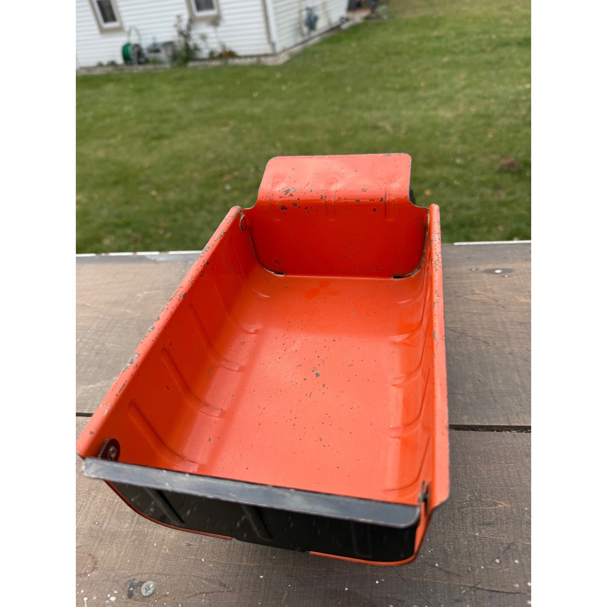 Vintage Marx Hydraulic Dump Truck Black & Orange Pressed Steel Toy