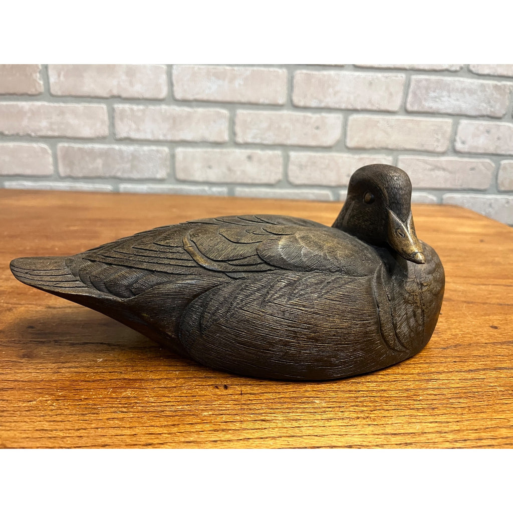 Vintage Brown Duck Decoy by Culbertson's 11" Resin