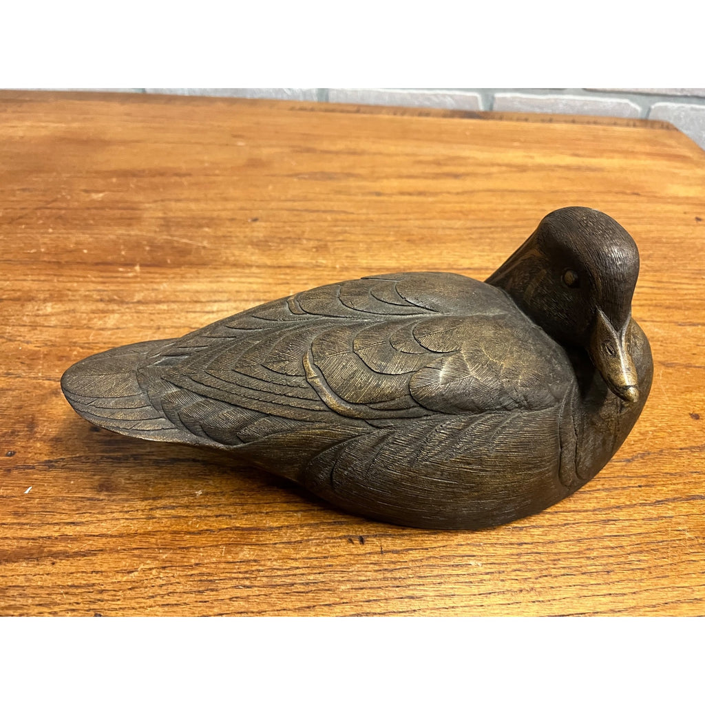 Vintage Brown Duck Decoy by Culbertson's 11" Resin