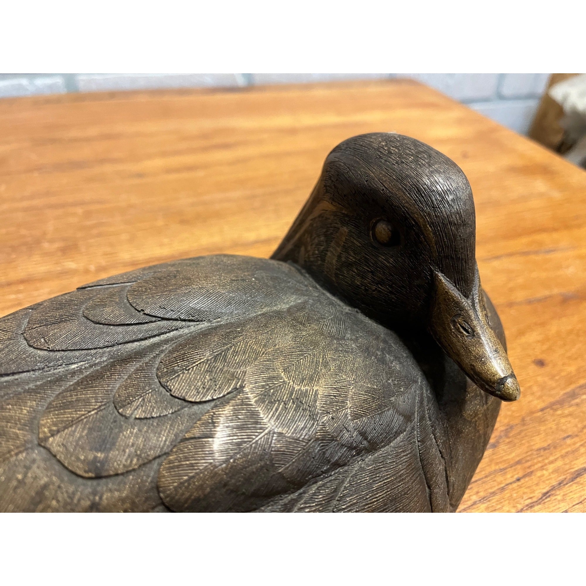 Vintage Brown Duck Decoy by Culbertson's 11" Resin