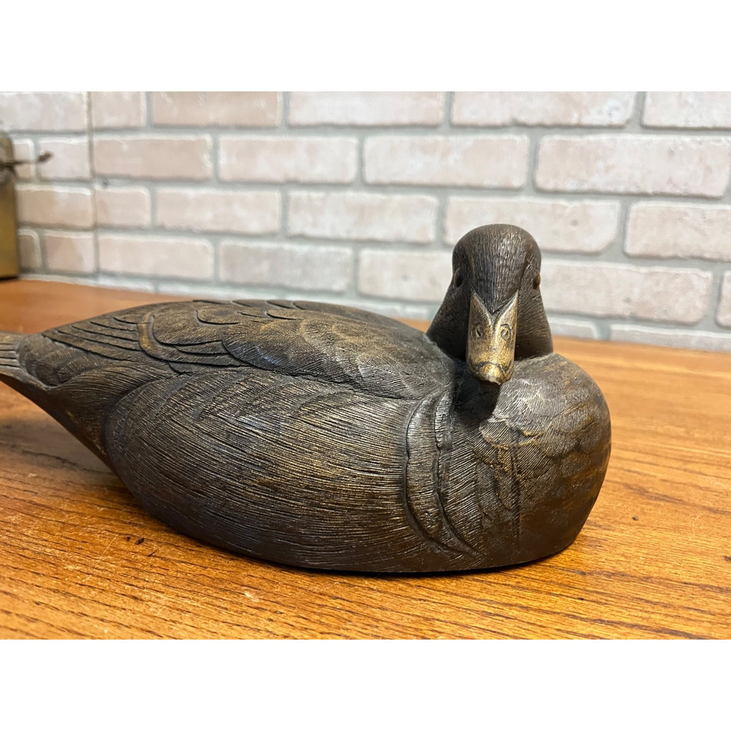 Vintage Brown Duck Decoy by Culbertson's 11" Resin