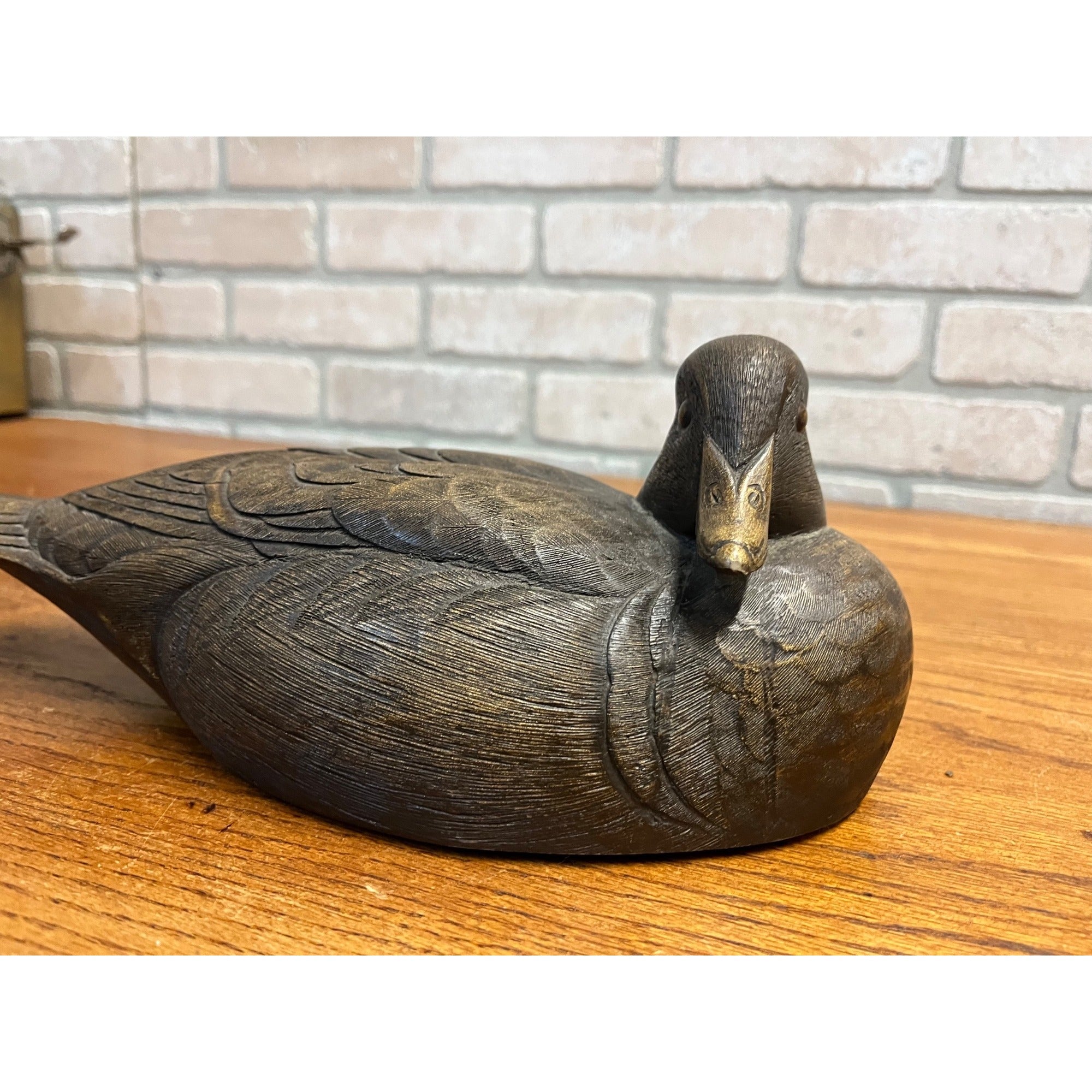 Vintage Brown Duck Decoy by Culbertson's 11" Resin