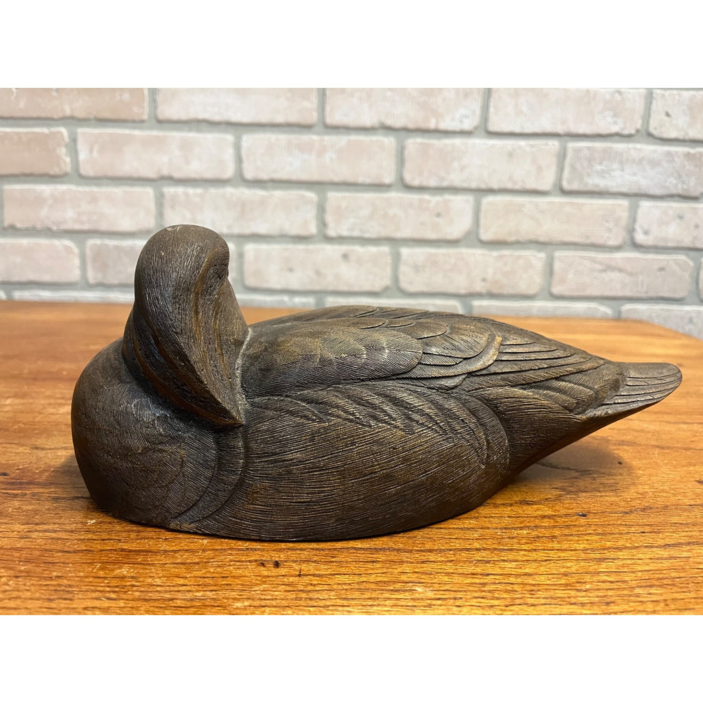 Vintage Brown Duck Decoy by Culbertson's 11" Resin