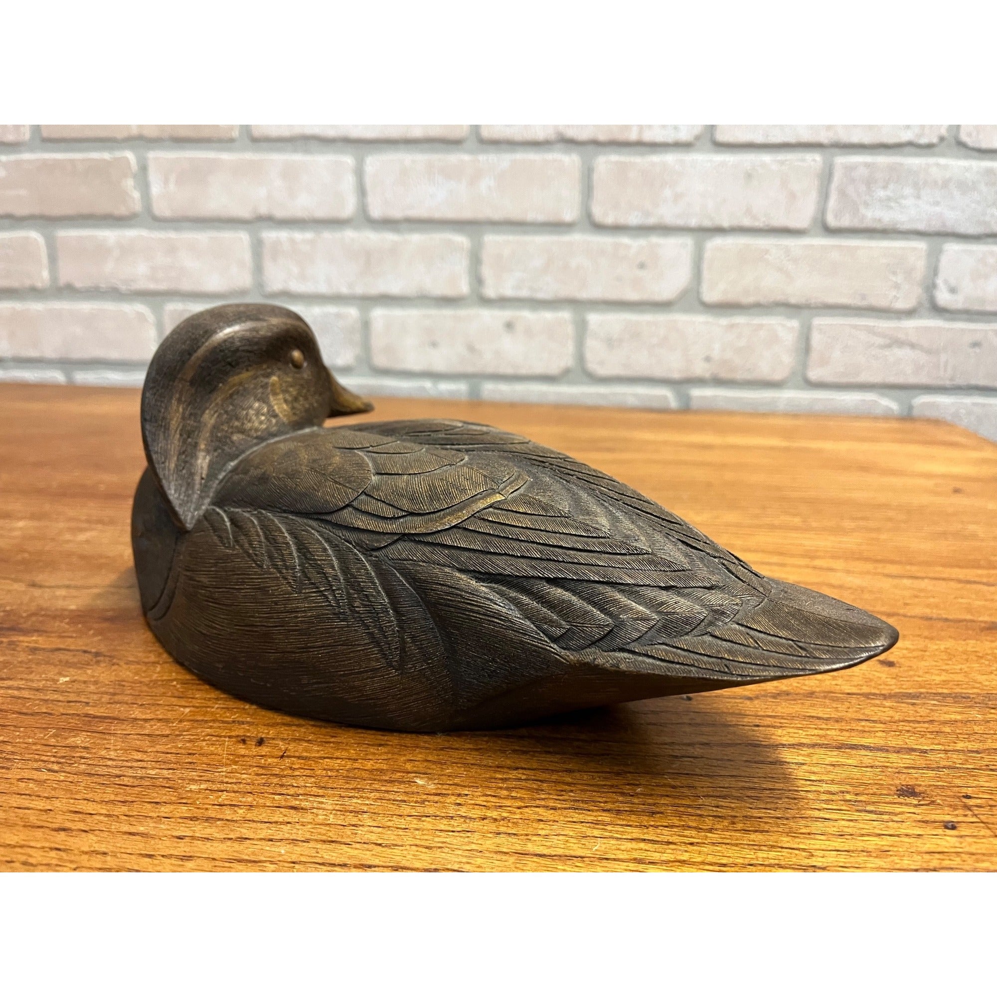 Vintage Brown Duck Decoy by Culbertson's 11" Resin