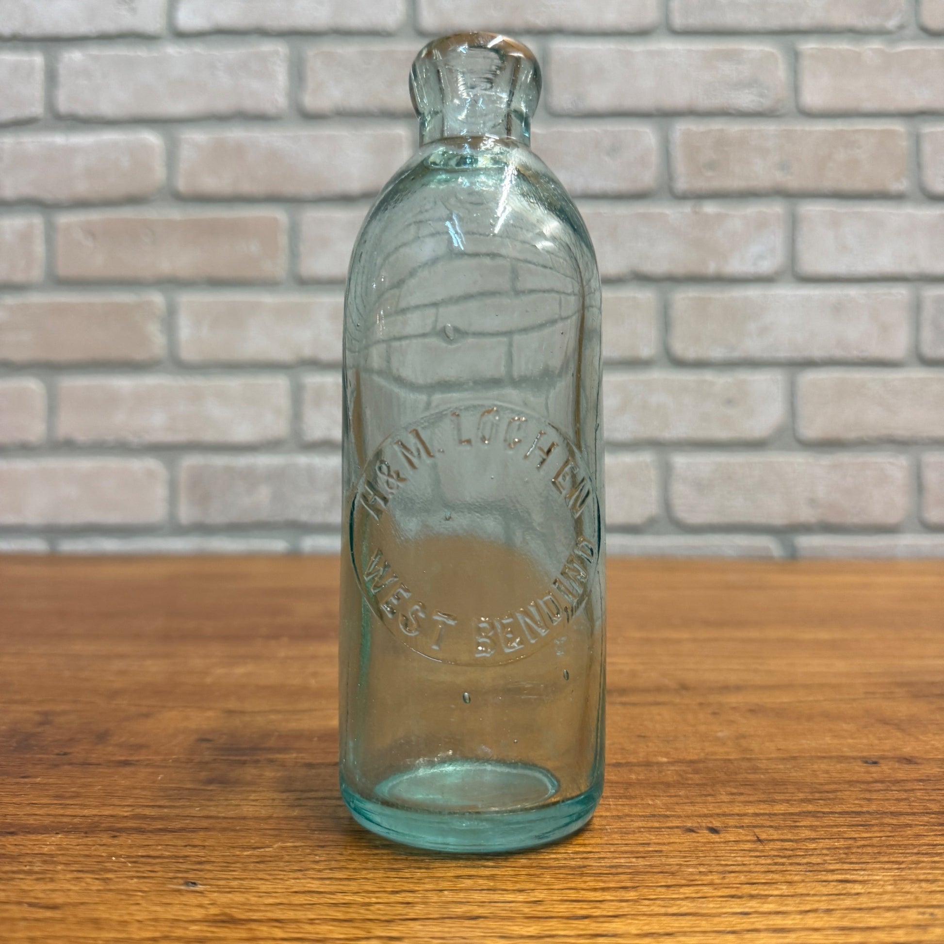 RARE Antique H&M Lochen -- West Bend, Wis -- Hutchinson Soda Blob Bottle WI