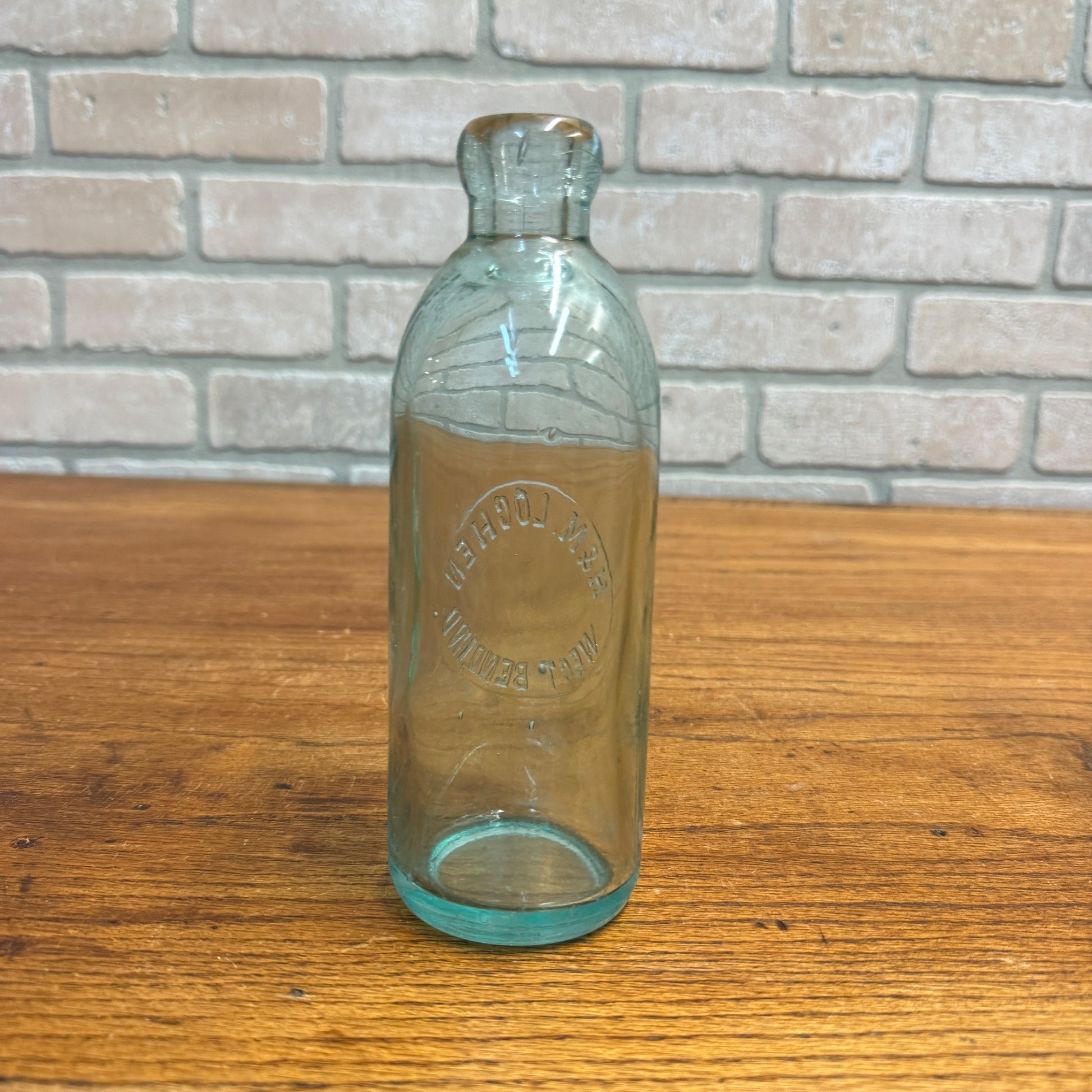 RARE Antique H&M Lochen -- West Bend, Wis -- Hutchinson Soda Blob Bottle WI