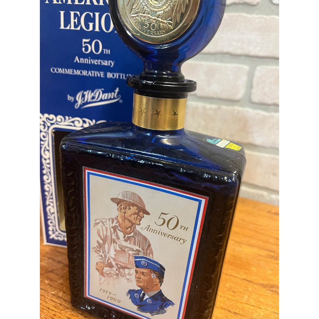 Vintage 1969 J.W. Dant American Legion 50th Anniversary Bourbon Whiskey Decanter Bottle & Box