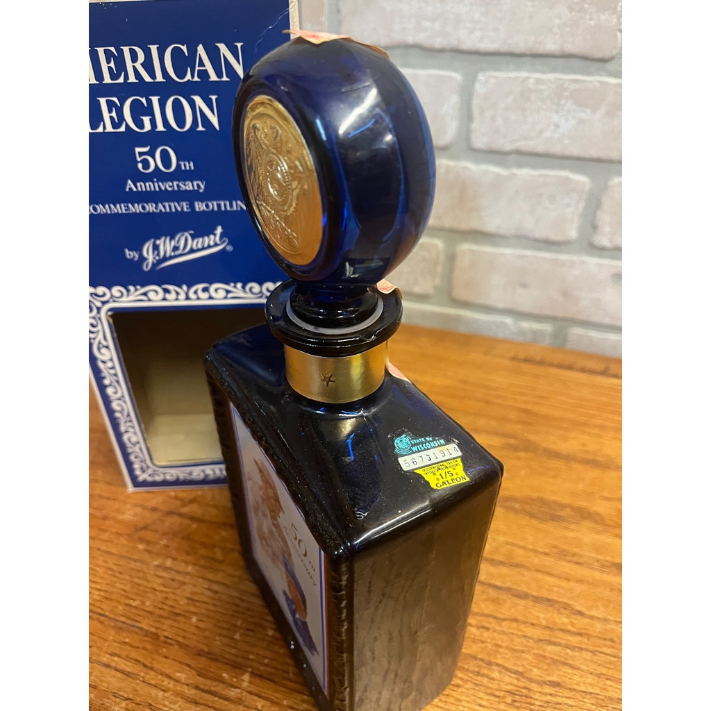 Vintage 1969 J.W. Dant American Legion 50th Anniversary Bourbon Whiskey Decanter Bottle & Box