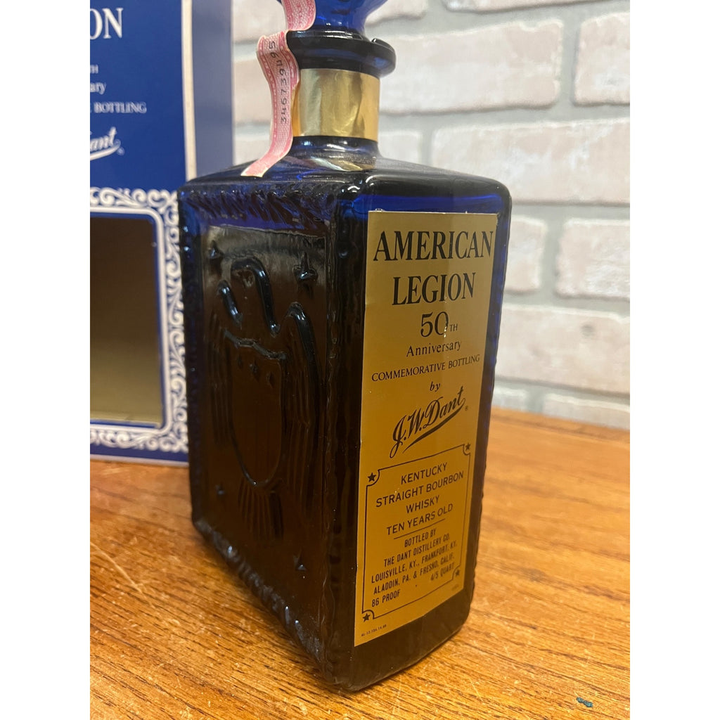 Vintage 1969 J.W. Dant American Legion 50th Anniversary Bourbon Whiskey Decanter Bottle & Box