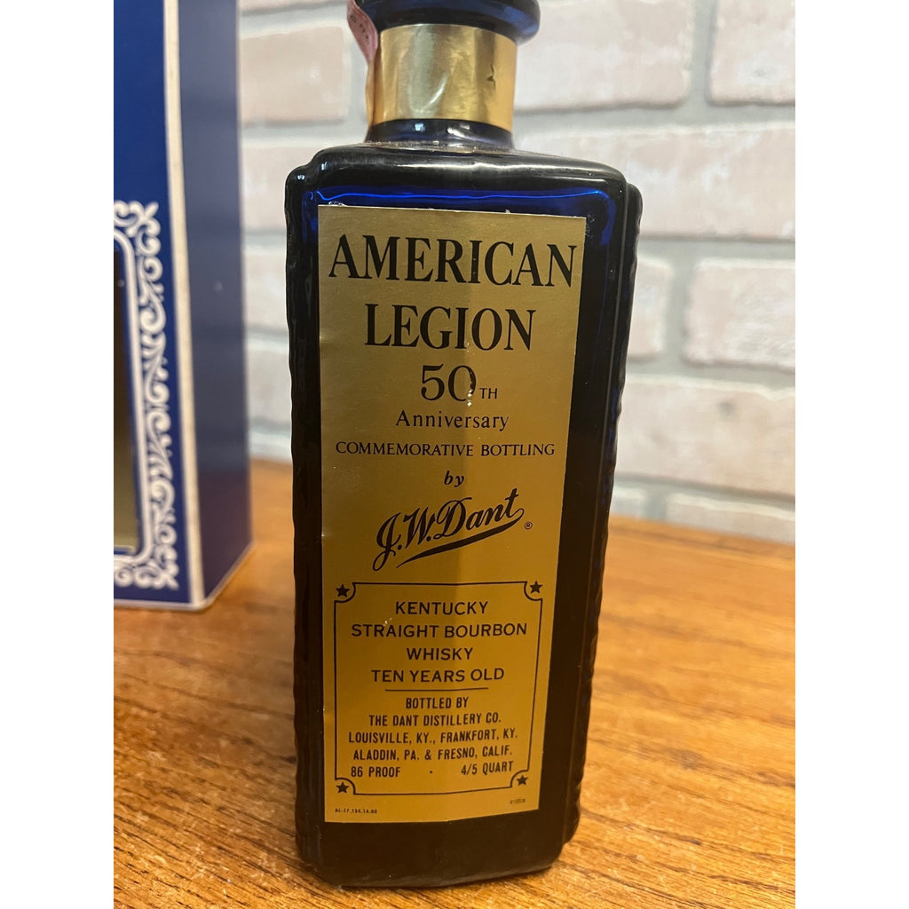 Vintage 1969 J.W. Dant American Legion 50th Anniversary Bourbon Whiskey Decanter Bottle & Box