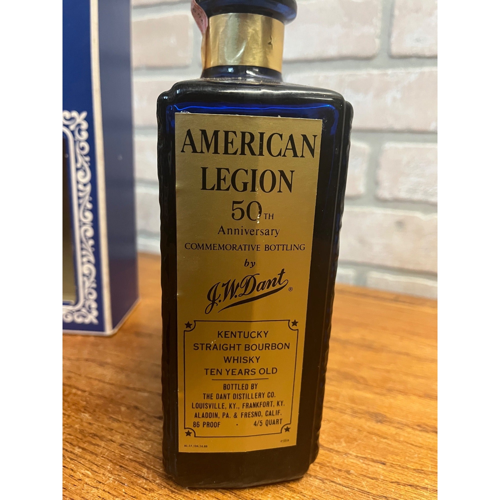Vintage 1969 J.W. Dant American Legion 50th Anniversary Bourbon Whiskey Decanter Bottle & Box