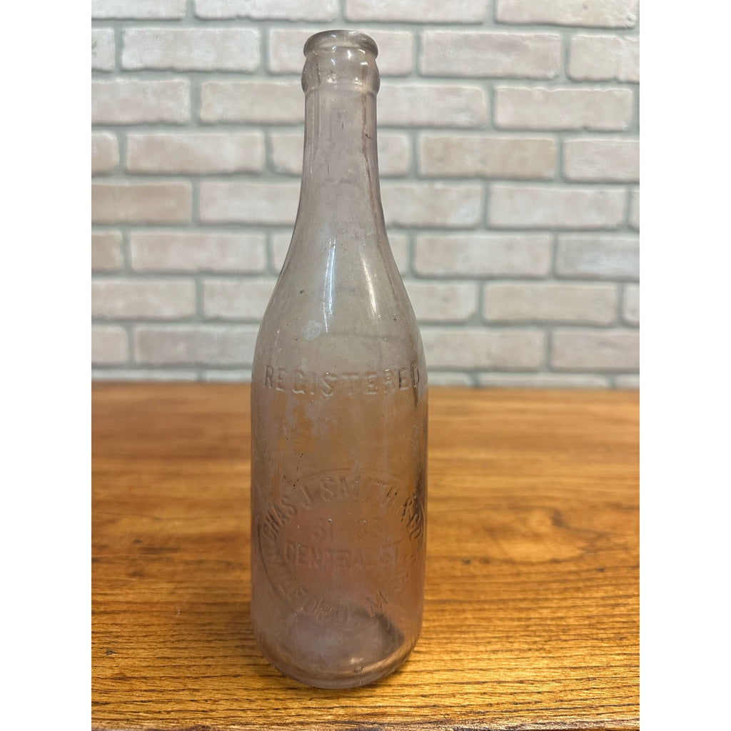 Vintage Chas. J Smith Milford Mass Soda or Beer Bottle Clear Embossed MA