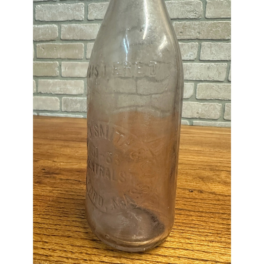 Vintage Chas. J Smith Milford Mass Soda or Beer Bottle Clear Embossed MA