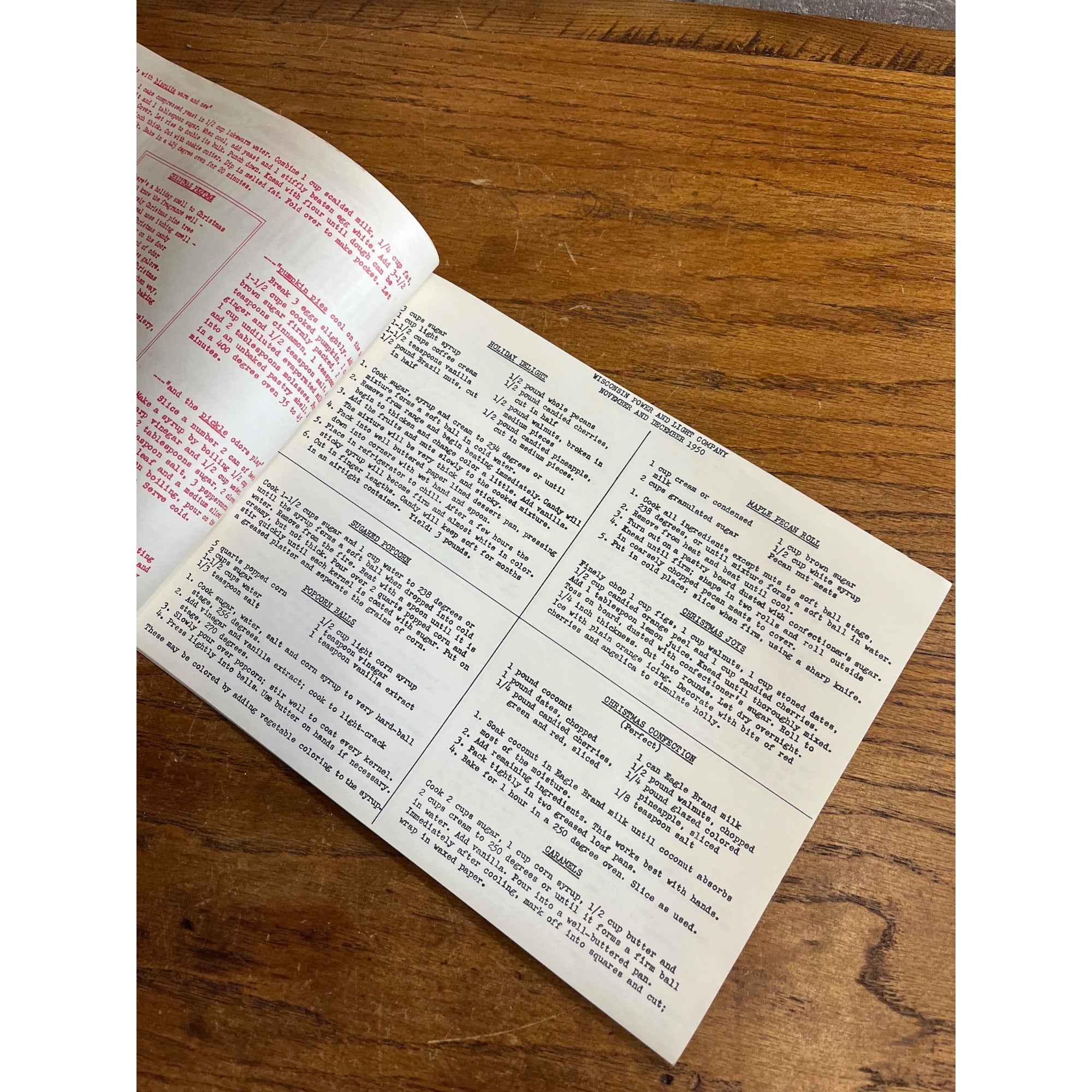 Vintage 1950 Wisconsin Power & Light Co. Christmas Cookies Candies Recipe Book