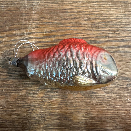 Antique German Red & Silver Fish Mercury Glass Ornament