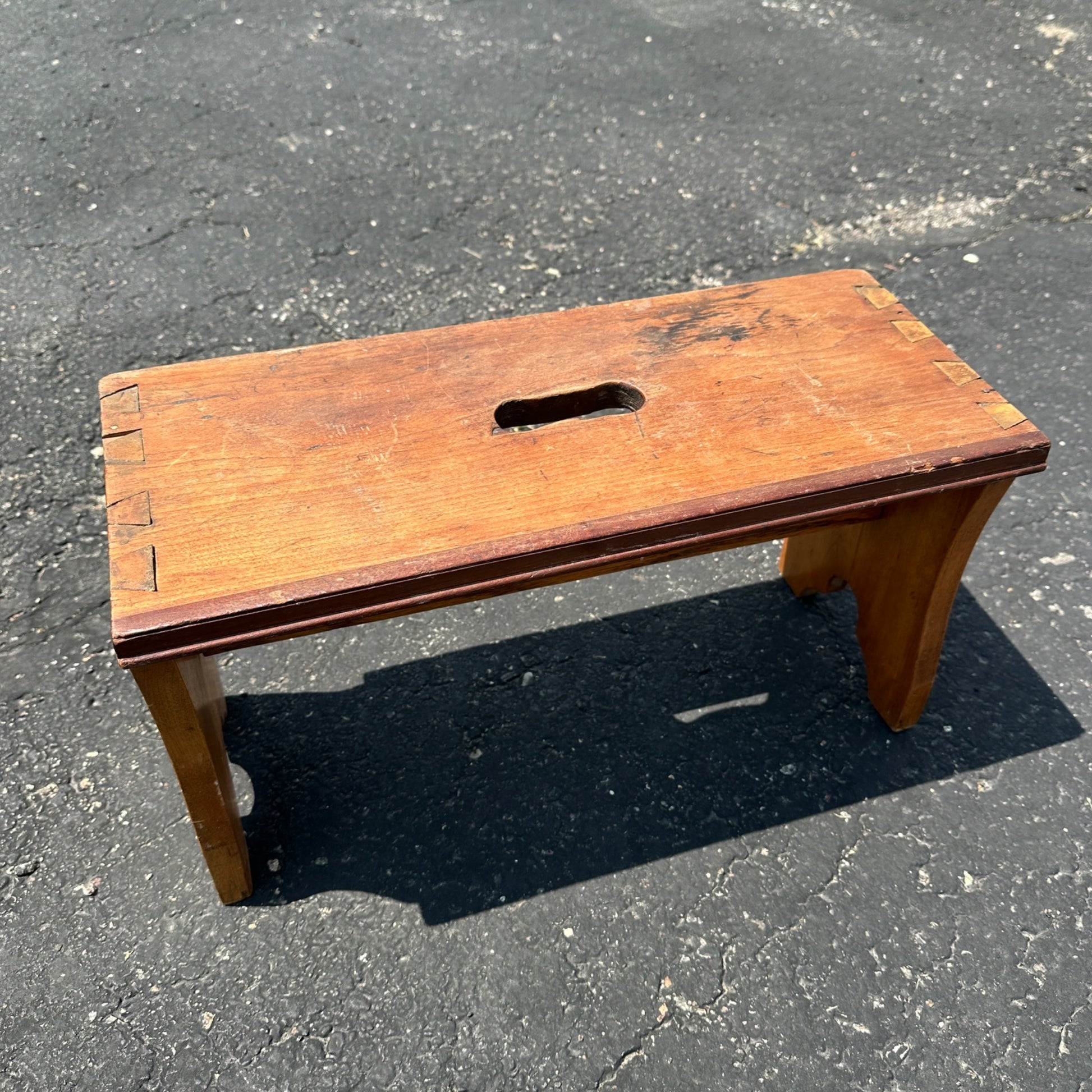 Early Primitive Wooden Step Stool Dovetailed