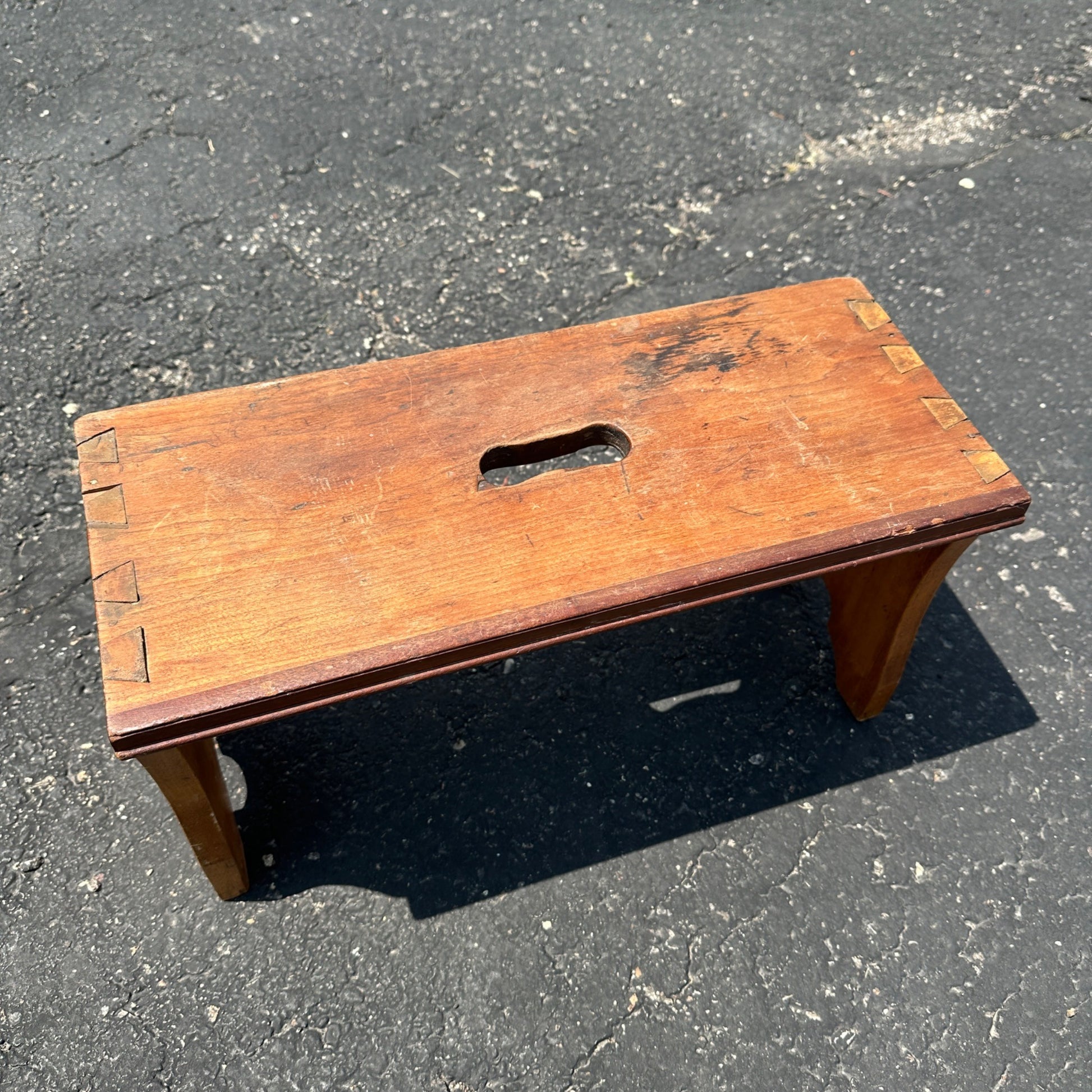 Early Primitive Wooden Step Stool Dovetailed