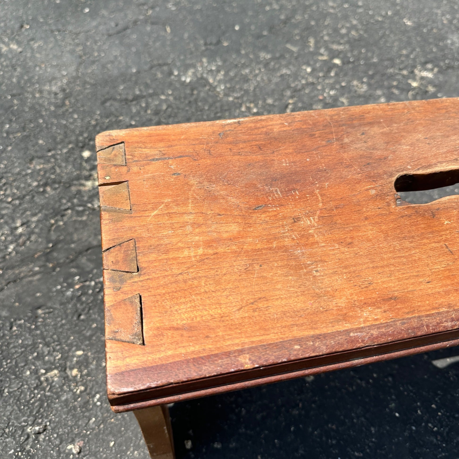 Early Primitive Wooden Step Stool Dovetailed