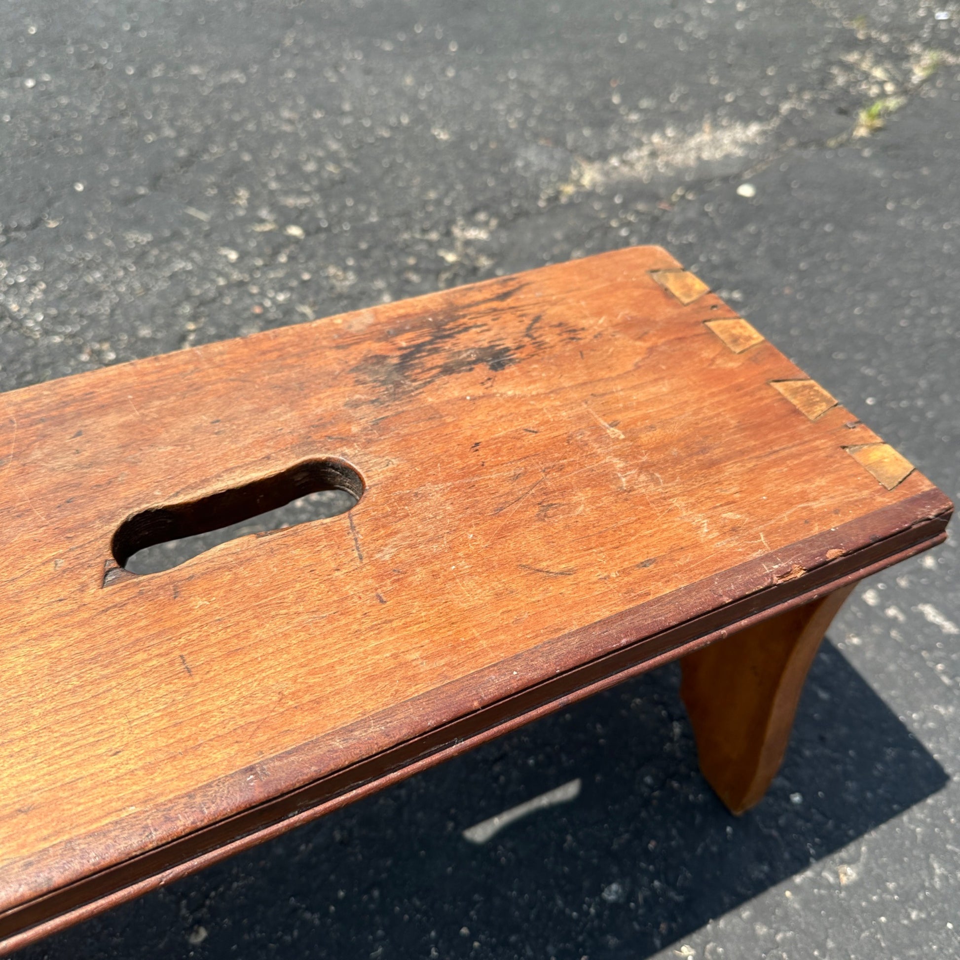 Early Primitive Wooden Step Stool Dovetailed