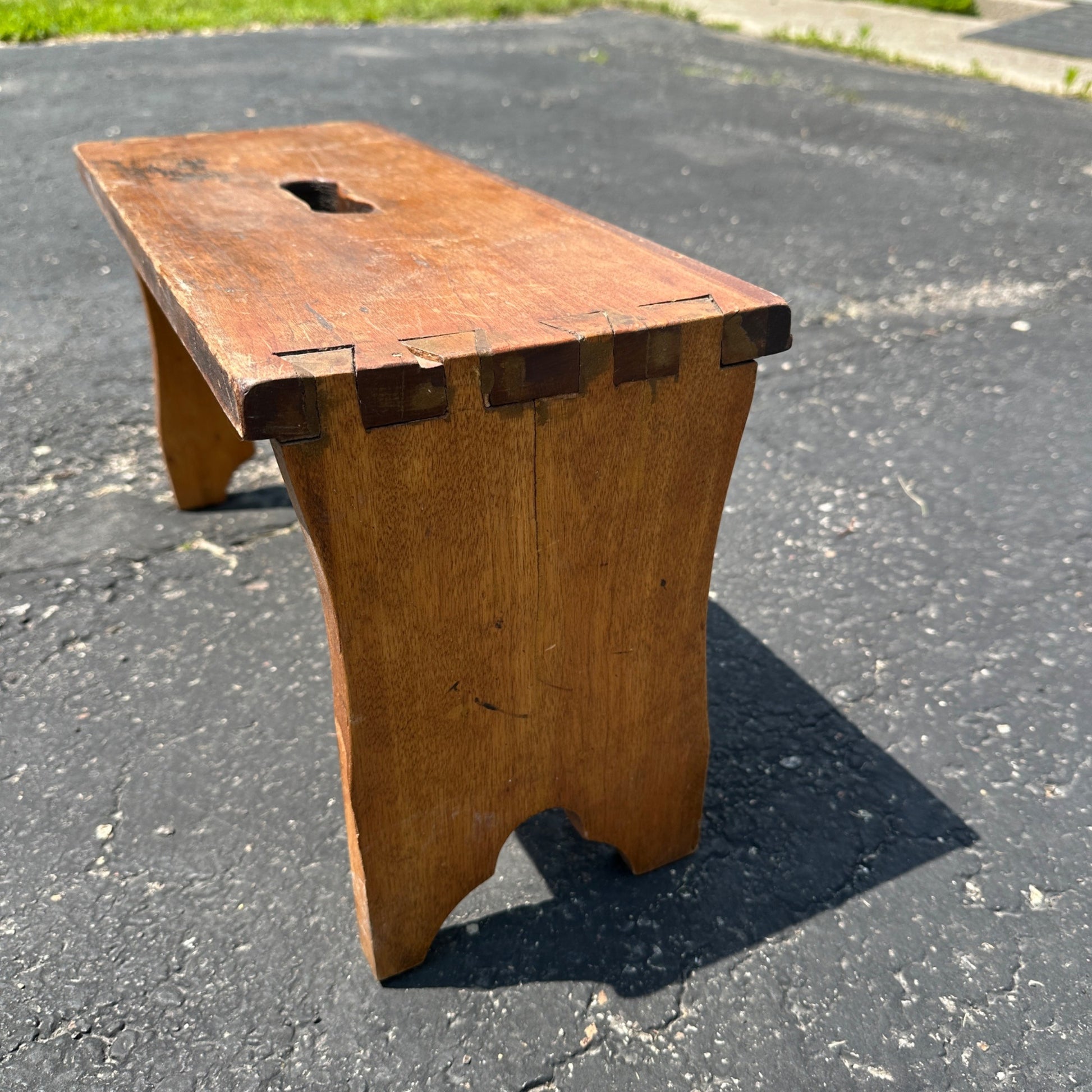 Early Primitive Wooden Step Stool Dovetailed