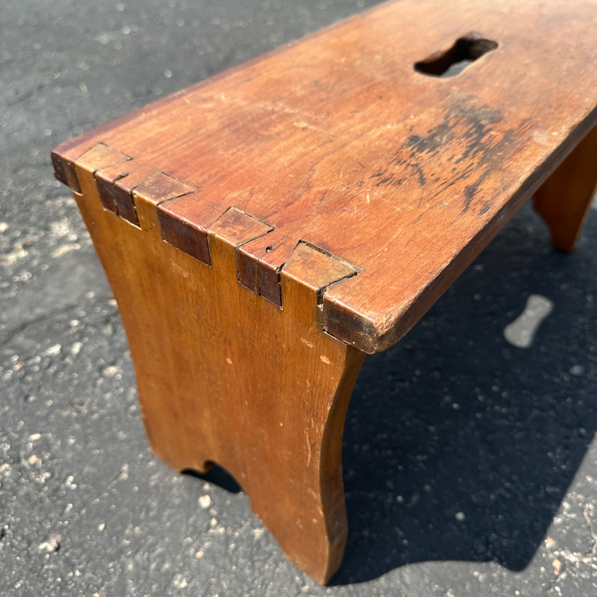 Early Primitive Wooden Step Stool Dovetailed