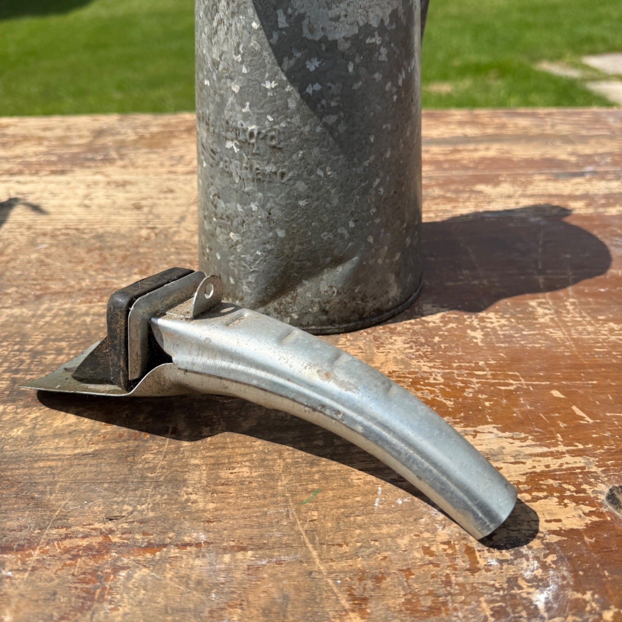 Vintage Galvanized 2qt Oil Pour Can w/ Extra Punch Pour Spout Steel