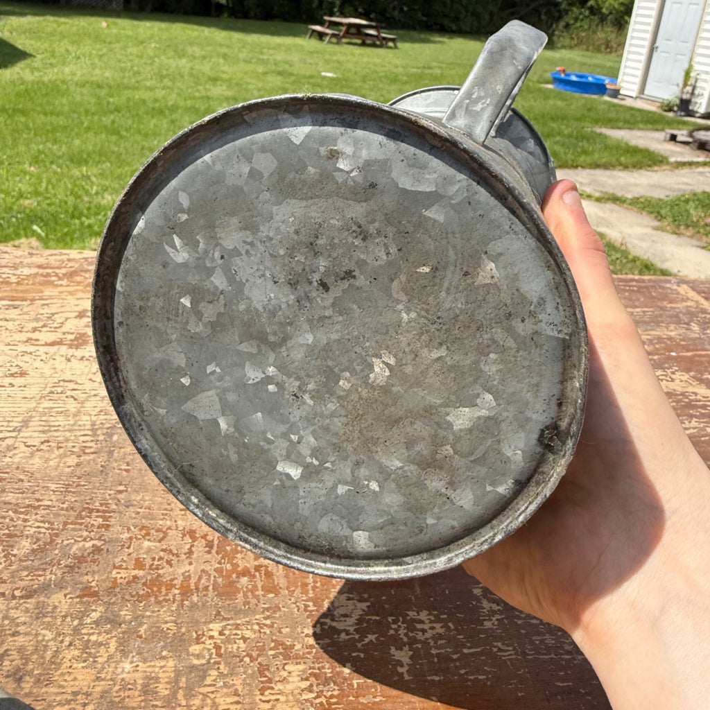 Vintage Galvanized 2qt Oil Pour Can w/ Extra Punch Pour Spout Steel
