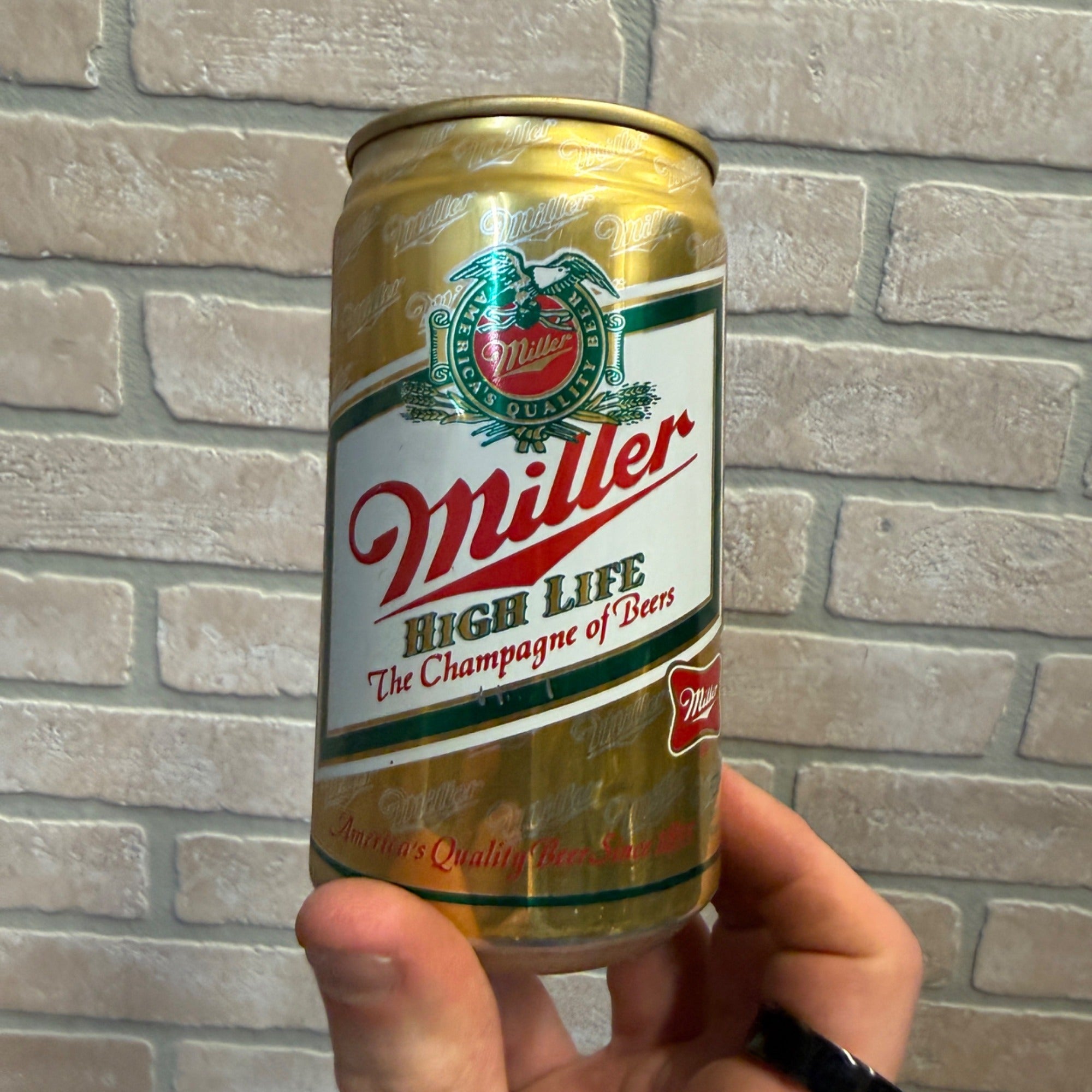 VINTAGE MILLER HIGH LIFE  ALUMINUM BEER CAN BANK 12 OZ.