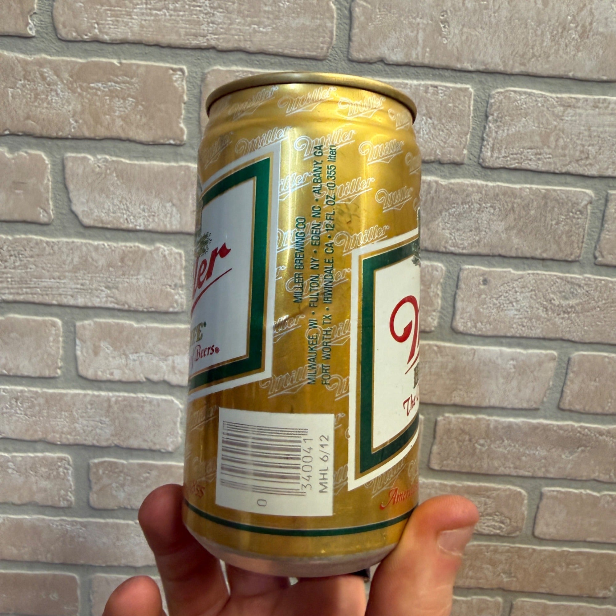VINTAGE MILLER HIGH LIFE  ALUMINUM BEER CAN BANK 12 OZ.