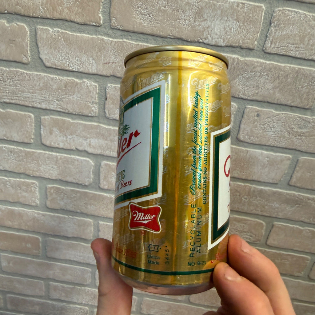 VINTAGE MILLER HIGH LIFE  ALUMINUM BEER CAN BANK 12 OZ.