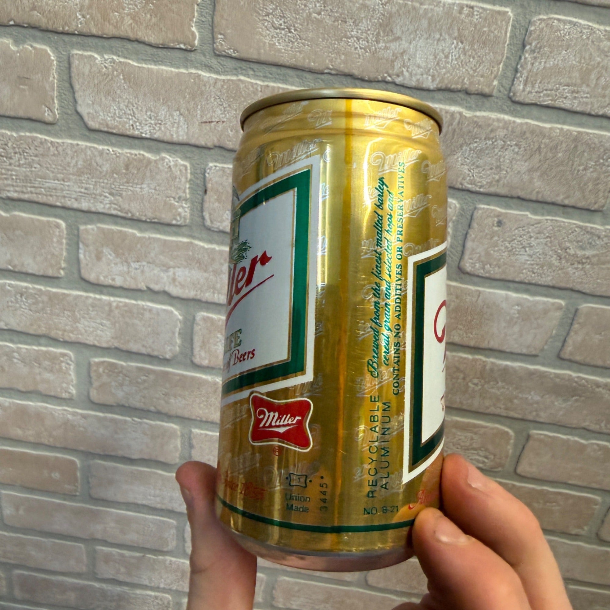 VINTAGE MILLER HIGH LIFE  ALUMINUM BEER CAN BANK 12 OZ.