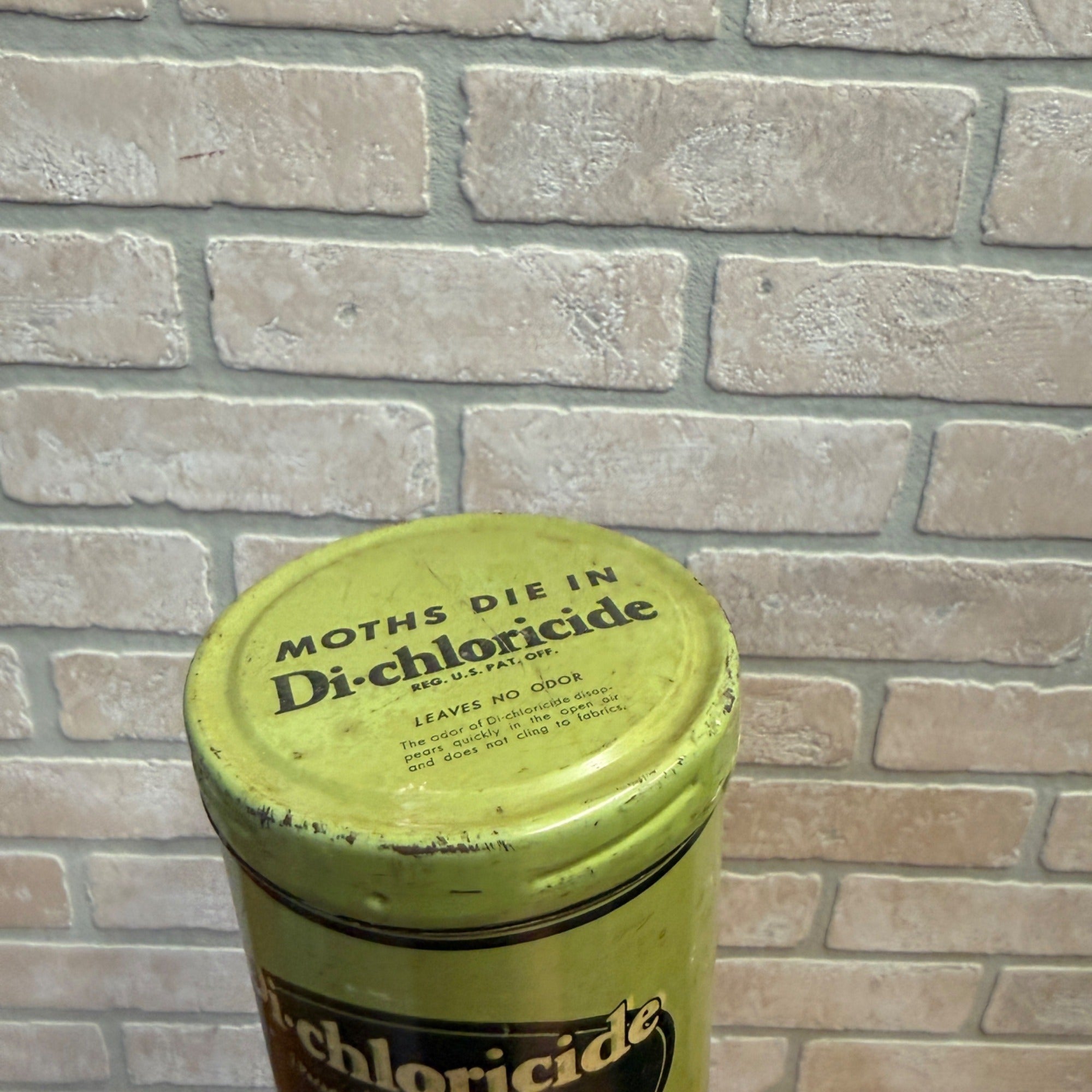 Vintage  Di Chloricide Moth Killer Merck Tin Can Advertising